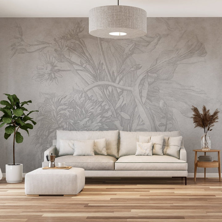 Grey Ombre Flower – Tapeta na wymiar