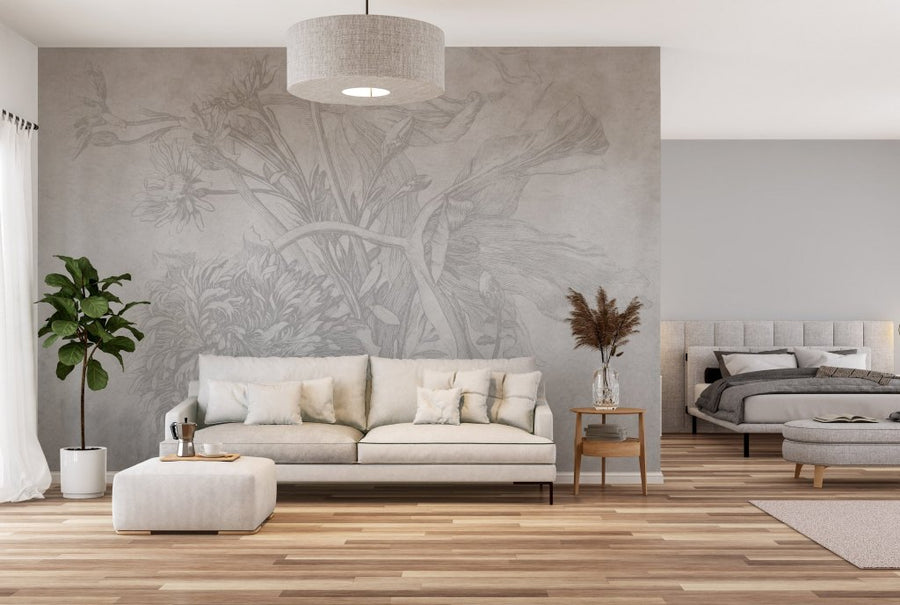 Grey Ombre Flower – Tapeta na wymiar