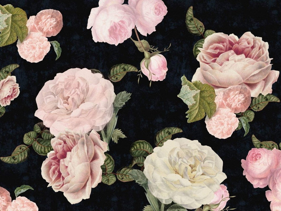 Roses Dark Blue – Tapeta na wymiar