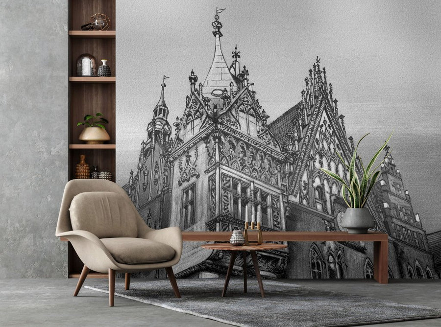 Town hall B&W – Tapeta na wymiar