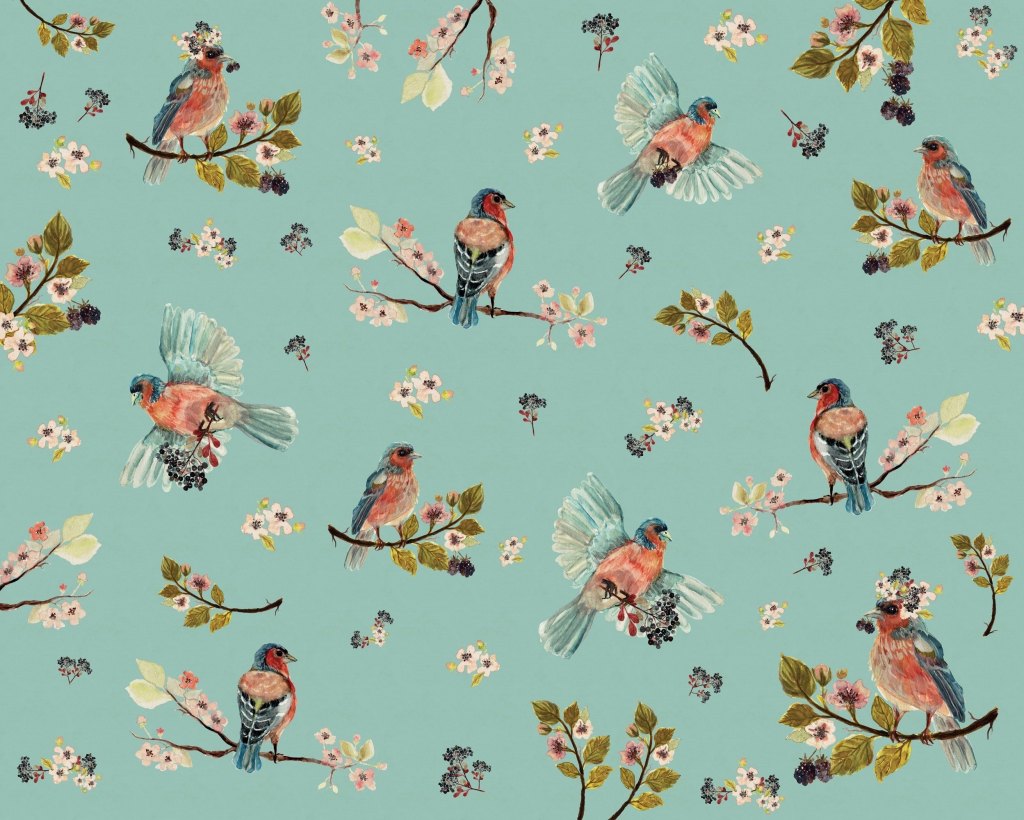 Uccello Cantante Mint – Tapeta na wymiar