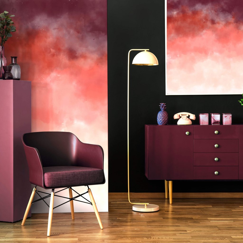 Watercolor Ombre Red – Tapeta na wymiar