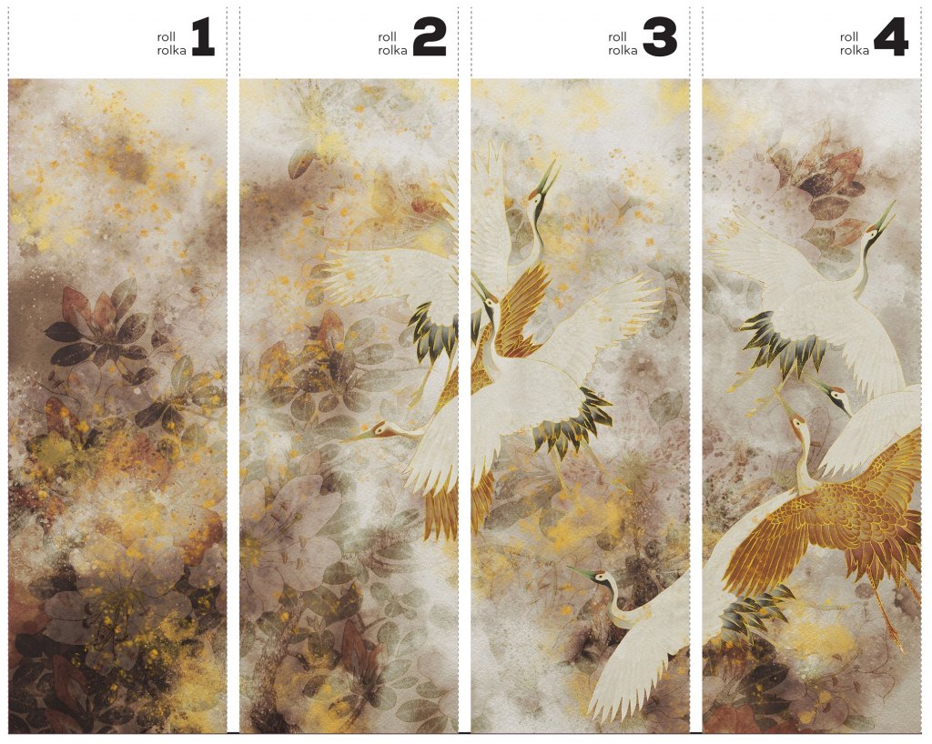 Beige Tsuru – Tapeta w rolkach