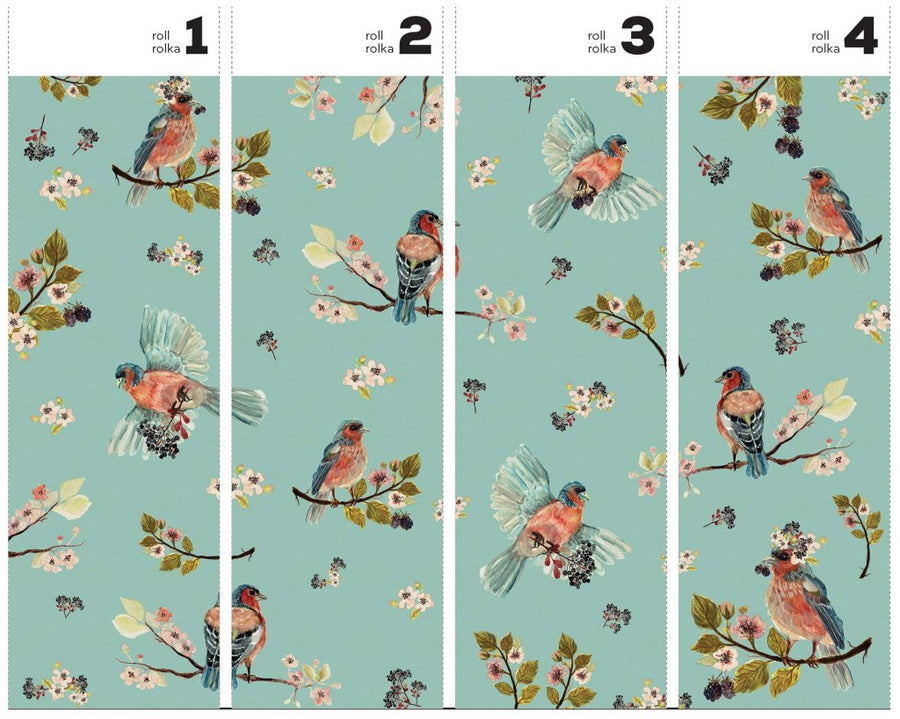 Uccello Cantante Mint – Tapeta w rolkach