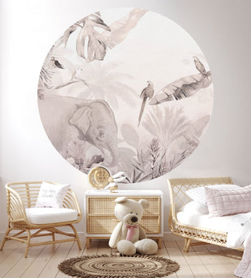 Jungle Beige I – Tapeta Koło Standard