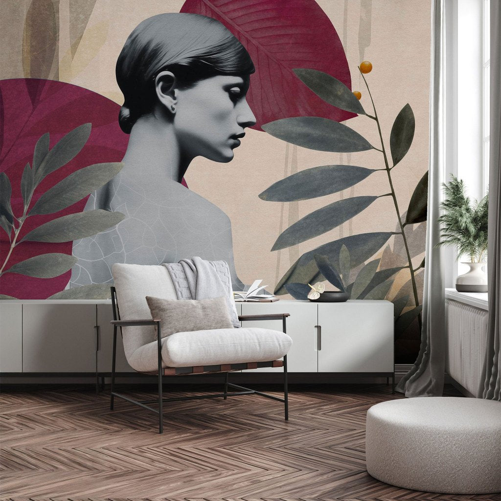 Onna Burgundy – Tapeta na wymiar