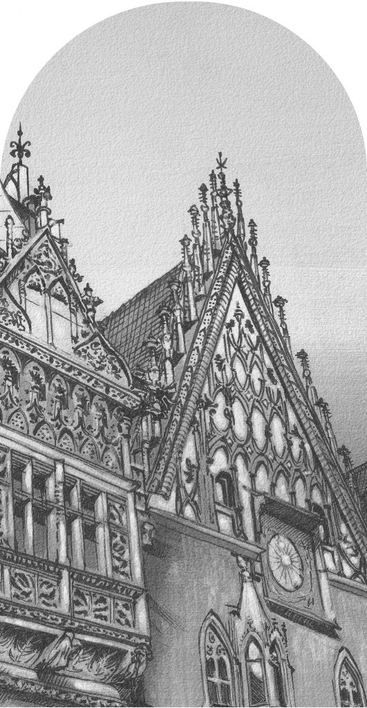 Town Hall B&W – Tapeta Łuk Standard