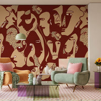 Faces Burgundy – Tapeta w rolkach