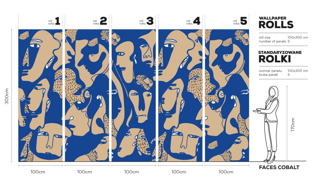 Faces Cobalt – Tapeta w rolkach