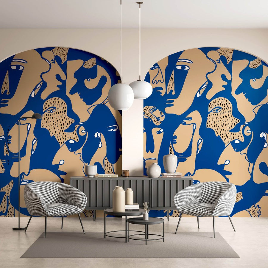 Faces Cobalt – Tapeta w rolkach