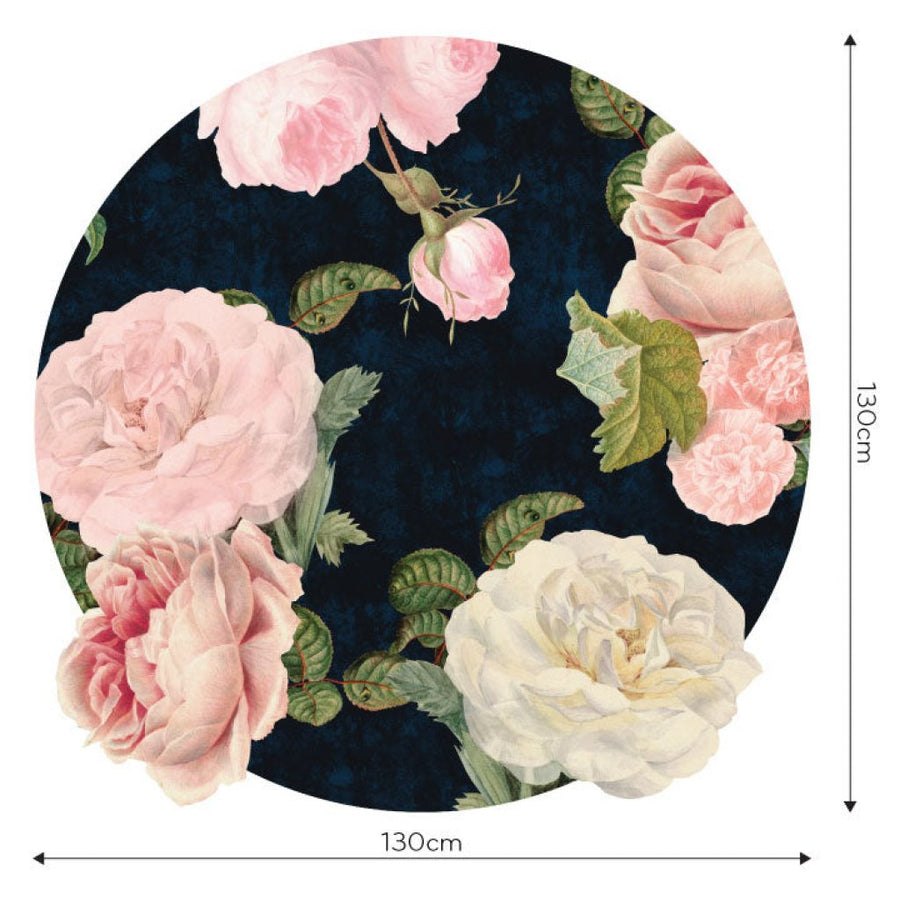 Roses Dark Blue – Tapeta Koło Standard